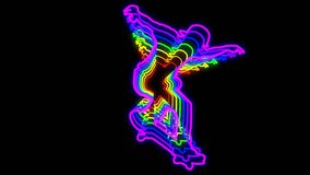 This is a stock motion graphic video of a 3D colorful skateboarder skateboarding outline, on transparent alpha channels for easy drag and drop. - Powered by Shutterstock - Get 15% off with code: PIKWIZARD15