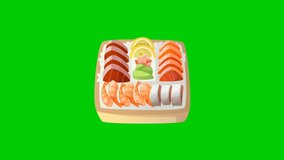 Food animation isolated on green screen Chinese food icon with Chroma key. Seamless loop definition