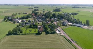 Little Dutch Village Oostrum, Shape Looks Like Skull or Keyhole -  The Netherlands, 4K Drone Footage
