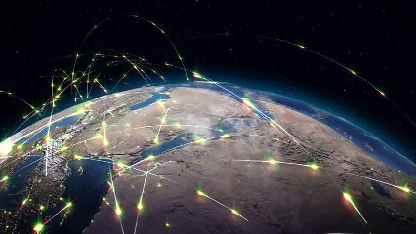 Abstract concept of global network. Internet and global communications, global business and transport communications of the Earth | Shutterstock HD Video #34193047