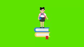Back to school icon, Education line icon animation set. Online learning animated line icons. Personal growth. Knowledge base. College student. Isolated illustrations on green screen background.