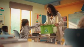 Class of Adorable Multiethnic Children Having an Information Hour About Environment, Sustainability, Plastic Waste and Recycling. Diligent Young Teacher Explaining How to Use Natural Resources Wisely - Powered by Shutterstock - Get 15% off with code: PIKWIZARD15