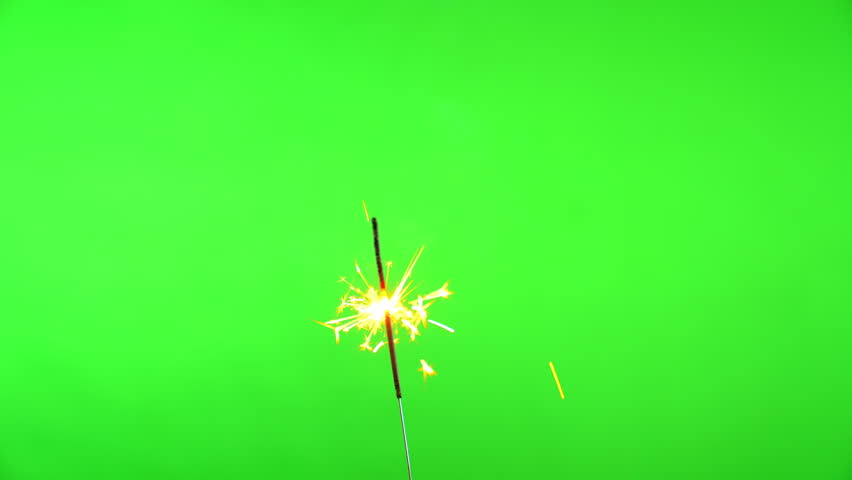 sparkler fireworks on green screen background for celebrating, firework exploding show flame and glowing for party, happy event of sparkle show fun, beautiful firework in green background