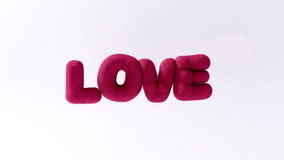 3D illustration of LOVE letters in the form of inflated balloons hanging in the air with light pink wool material on light background, 4K animated valentine's day template - Powered by Shutterstock - Get 15% off with code: PIKWIZARD15