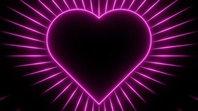 Pink neon heart frame with radiating stripes loop animation - Powered by Shutterstock - Get 15% off with code: PIKWIZARD15
