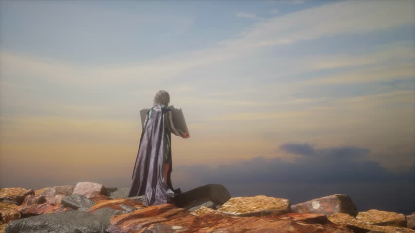 The Biblical prophet Moses holds the tablets with the Ten Commandments render 3d