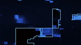Animation of glitch with fast moving geometric blue pixelated shapes - Powered by Shutterstock - Get 15% off with code: PIKWIZARD15