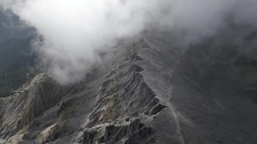 Cloudy Olympus Mount aerial landscape cinematic footage