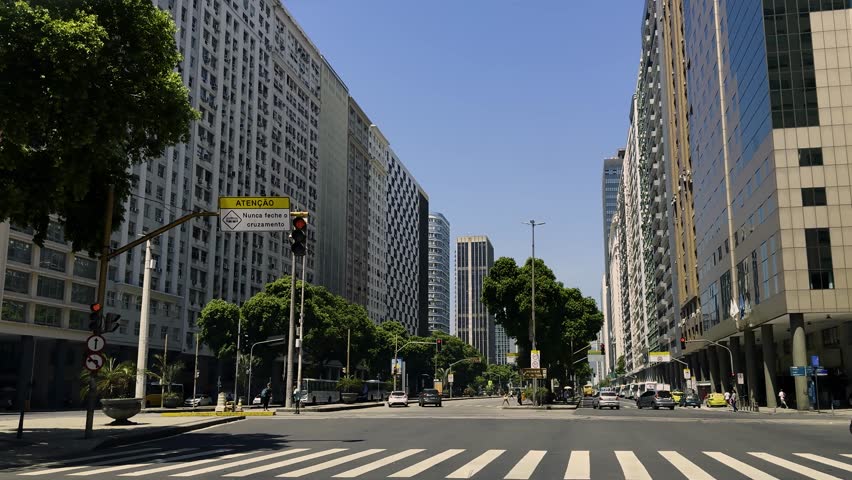 Famous city center. Rio de Janeiro, Center, Presidente Vargas Avenue, Brazil. 