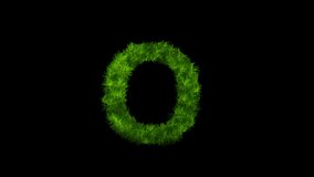 Letter O made of grass with alpha channel, alphabet in the form of green grass