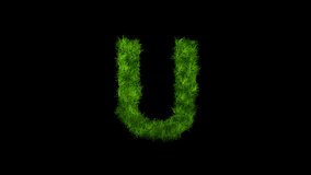 Letter U made of grass with alpha channel, alphabet in the form of green grass