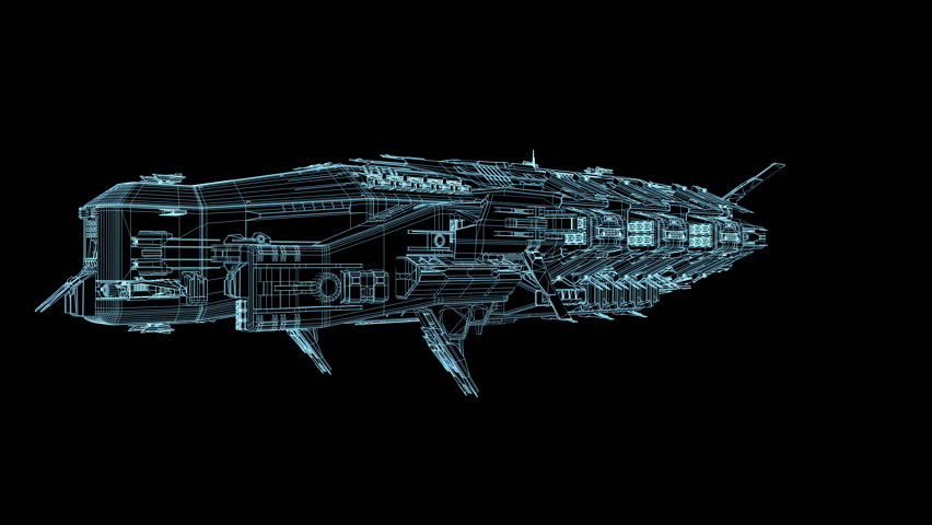 SpaceShip Futuristic Blue Print Looping animation