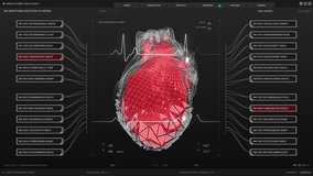Health Monitoring Medical Software Interface For Doctors and Clinics. Dark Screen Replacement with Heart Activity Monitoring 3D Model. User Interface for Vital Organ Visualisation - Powered by Shutterstock - Get 15% off with code: PIKWIZARD15