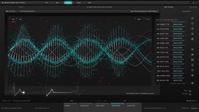 Sample Analysis Software Mock-up with 3D DNA Structure and Vector. Template for Computer Displays and Laptop Screens for Scientific Genetic Research and Biotechnology Development - Powered by Shutterstock - Get 15% off with code: PIKWIZARD15