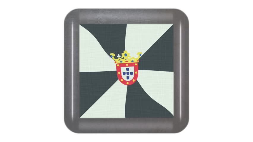 Ceuta flag waving in the wind. Icon in the frame on white isolated background. Animation loop. Element for web site, presentation, import into video.