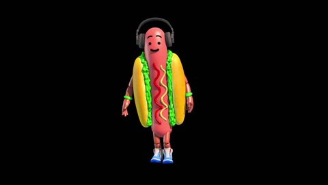Part 2 Hot Dog Food Dance  Alpha Matte Shadow 3D Renderings Animations