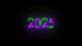 Animated neon 2024  text on Black background, concept animation.