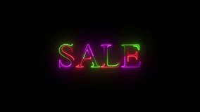 Animated neon  Sale text on Black background, concept animation.