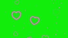 Floating heart animation green and black background. 4k animated video