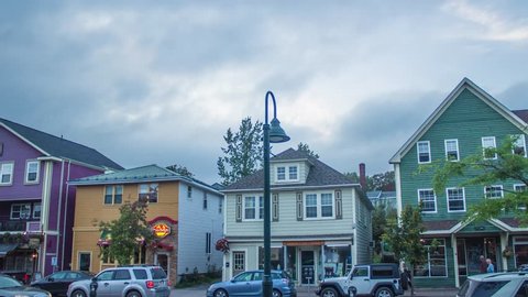 Small Town Main Street at Dusk, Antigonish, Nova Scotia, Canada