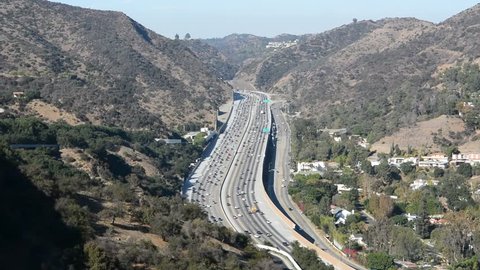 View over San Diego freeway in Los Angeles.