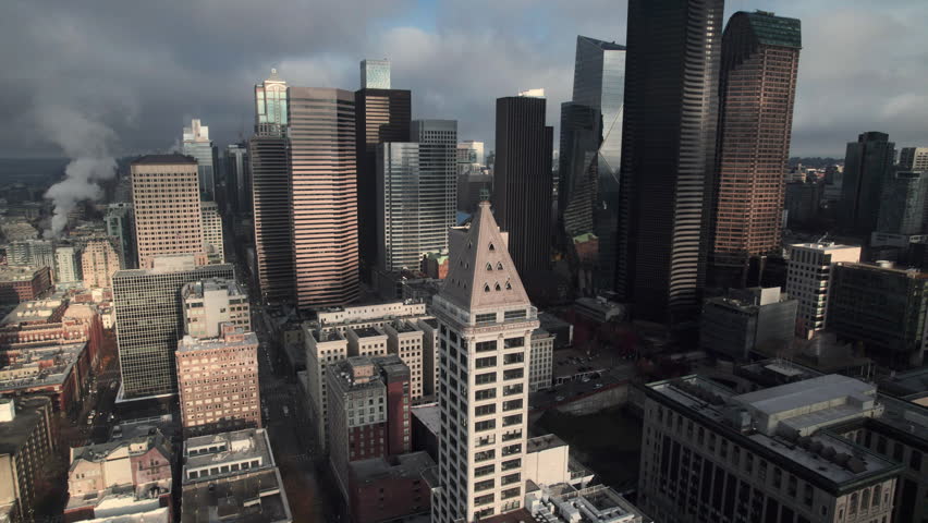 Seattle City Skyline Buildings Aerial View