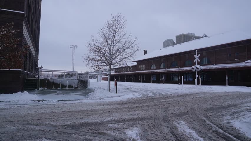 Train station after a blizzard