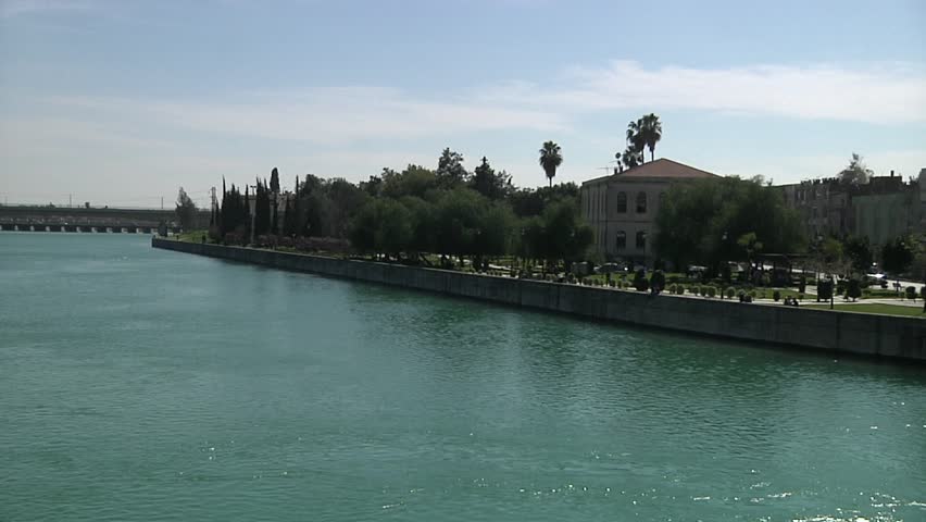 Reservoir and famous bridge in Adana city,Turkey