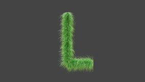 3D animation green grass letter L, isolated beautiful letter of green grass blowing in the wind, 3D rendering, RGB Alpha, UHD 4K. 3D Illustration - Powered by Shutterstock - Get 15% off with code: PIKWIZARD15