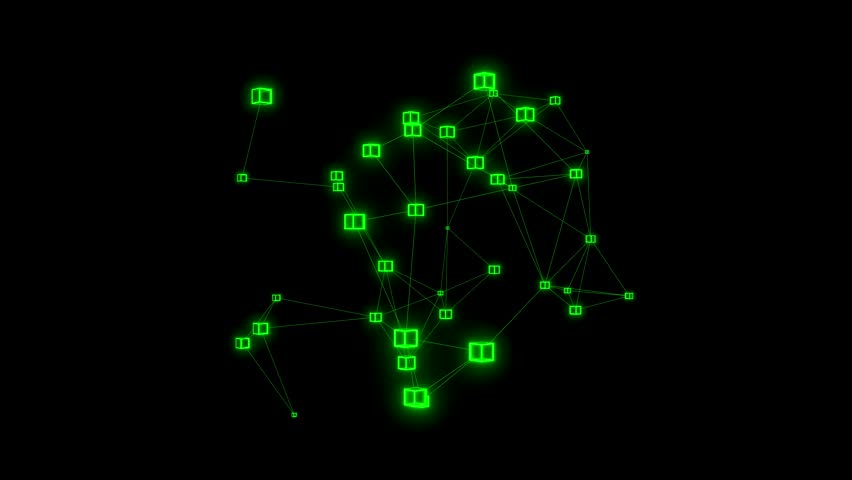 Cubes, polygon network illuminated in green. Abstract plexus, science, connections, wire, futuristic, system, digital and geometry.  Royalty-Free Stock Footage #3421036455