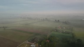 Fogs above fields drone video
