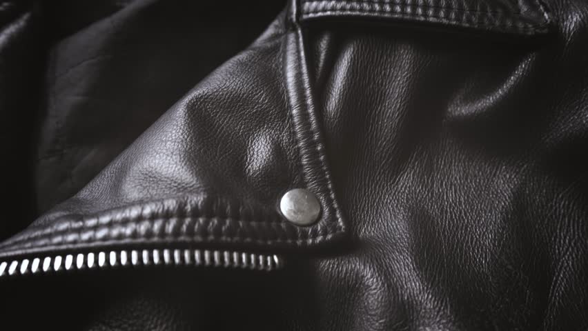 Leather jacket close up. Fashion concept