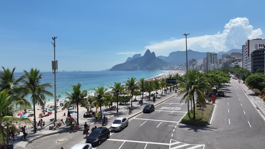 Ipanema Beach At Rio De Janeiro In  Brazil. Beach Scenery. Idyllic Travel. Rio De Janeiro Brazil. Tropical Recreation. Ipanema Beach At Rio De Janeiro In Rio De Janeiro Brazil. Scenic Ipanema Beach.