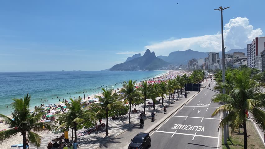Ipanema Beach At Rio De Janeiro In  Brazil. Beach Scenery. Idyllic Travel. Rio De Janeiro Brazil. Tropical Recreation. Ipanema Beach At Rio De Janeiro In Rio De Janeiro Brazil. Scenic Ipanema Beach.