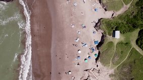 4k drone videos of the Chapadmalal cliffs in summer, south of the city of Mar del Plata, Argentina