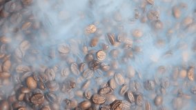 vertical footage of hot coffee bean background 