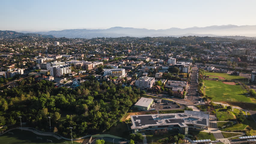 Aerial View Shot of Los Angeles LA CA, L.A. California US, Central LA, Korea Town, Westlake, Echo Park, Mid City, Hollywood Royalty-Free Stock Footage #3421428183