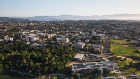 Aerial View Shot of Los Angeles LA CA, L.A. California US, Central LA, Korea Town, Westlake, Echo Park, Mid City, Hollywood