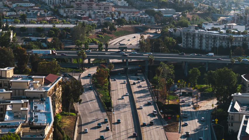 Aerial View Shot of Los Angeles LA CA, L.A. California US, Central LA, Korea Town, Westlake, Echo Park, Mid City, Hollywood Royalty-Free Stock Footage #3421431185