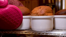 Oven Baking of gluten free homemade cake or easter bread Time Lapse in 4k video. High quality 4k footage