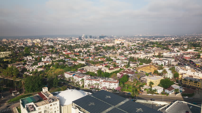 Aerial View Shot of Los Angeles LA CA, L.A. California US, Central LA, Korea Town, Westlake, Echo Park, Mid City, Hollywood Royalty-Free Stock Footage #3421440977