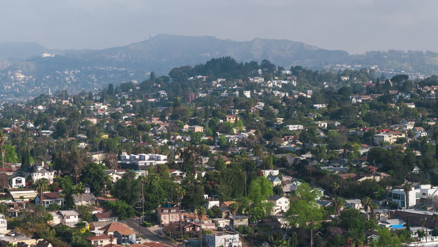 Aerial View Shot of Los Angeles LA CA, L.A. California US, Central LA, Korea Town, Westlake, Echo Park, Mid City, Hollywood Royalty-Free Stock Footage #3421453107