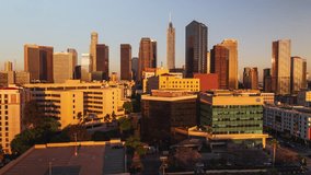 Magnificent Light, Iconing Downtown LA, Aerial View Shot of Los Angeles LA CA, L.A. California US, City of Angels 