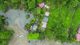 Aerial video taken on the beaches of Guachalito in the Department of Chocó, Colombia