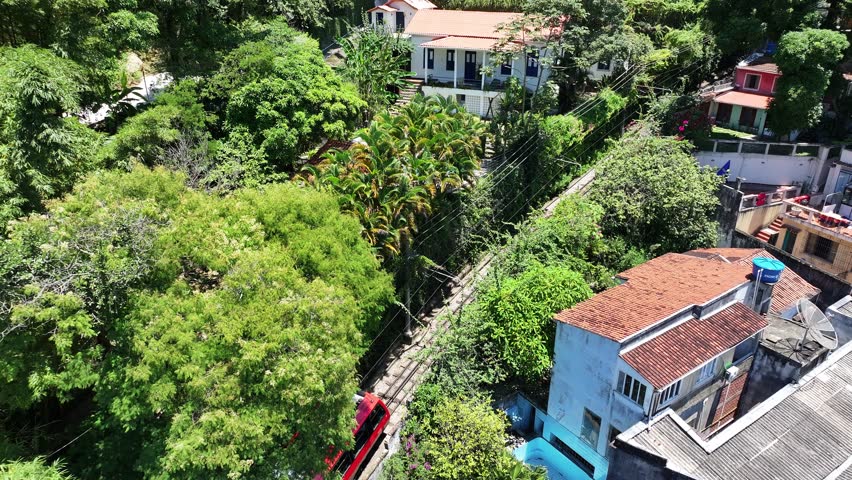 Corcovado Train In Rio De Janeiro Brazil. Corcovado Mountain. Atlantic Forest. Rio De Janeiro Brazil. Touristic Attraction. Corcovado Train In Rio De Janeiro Brazil.