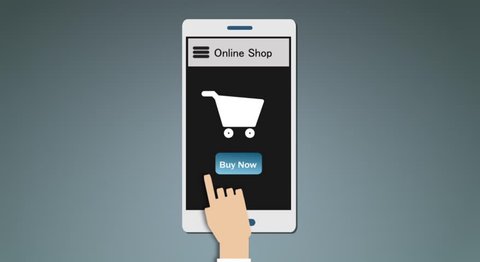 Online shopping using mobile app . 2D Animation