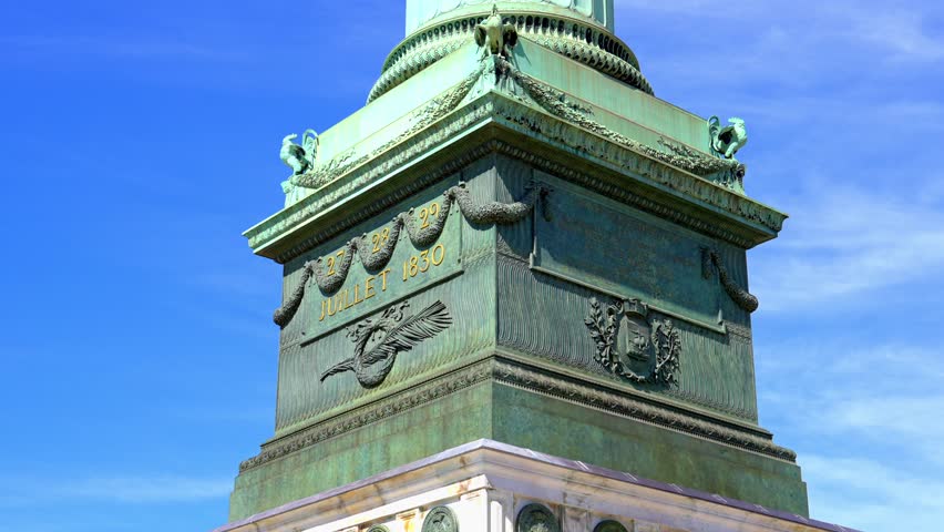 Famous column at Bastille Square in the city of Paris - stock photography