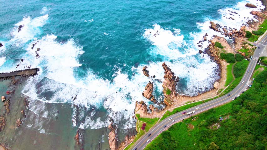 Coastal rock formations at Northeast Coast National Scenic Area, Taipei, Taiwan.