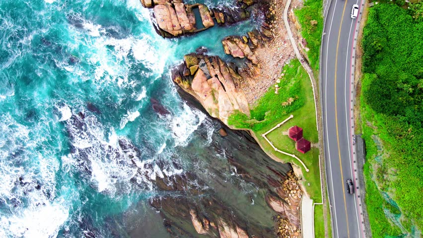 Coastal rock formations at Northeast Coast National Scenic Area, Taipei, Taiwan.