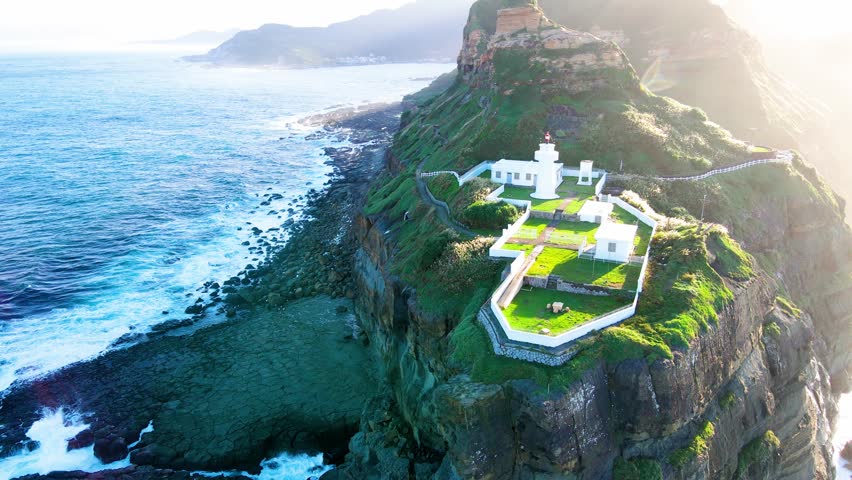 Bitoujiao Lighthouse at the Northeast coast of Taiwan (New Taipei City and Yilan) National Scenic Area.
